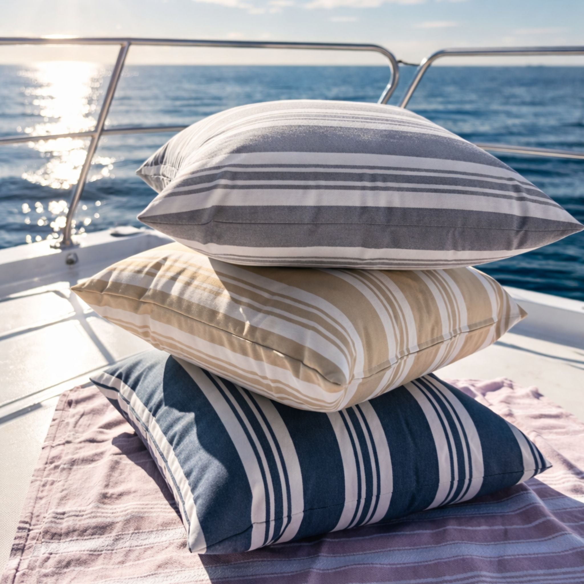 Udendørspude 40x60 - Grå stribet