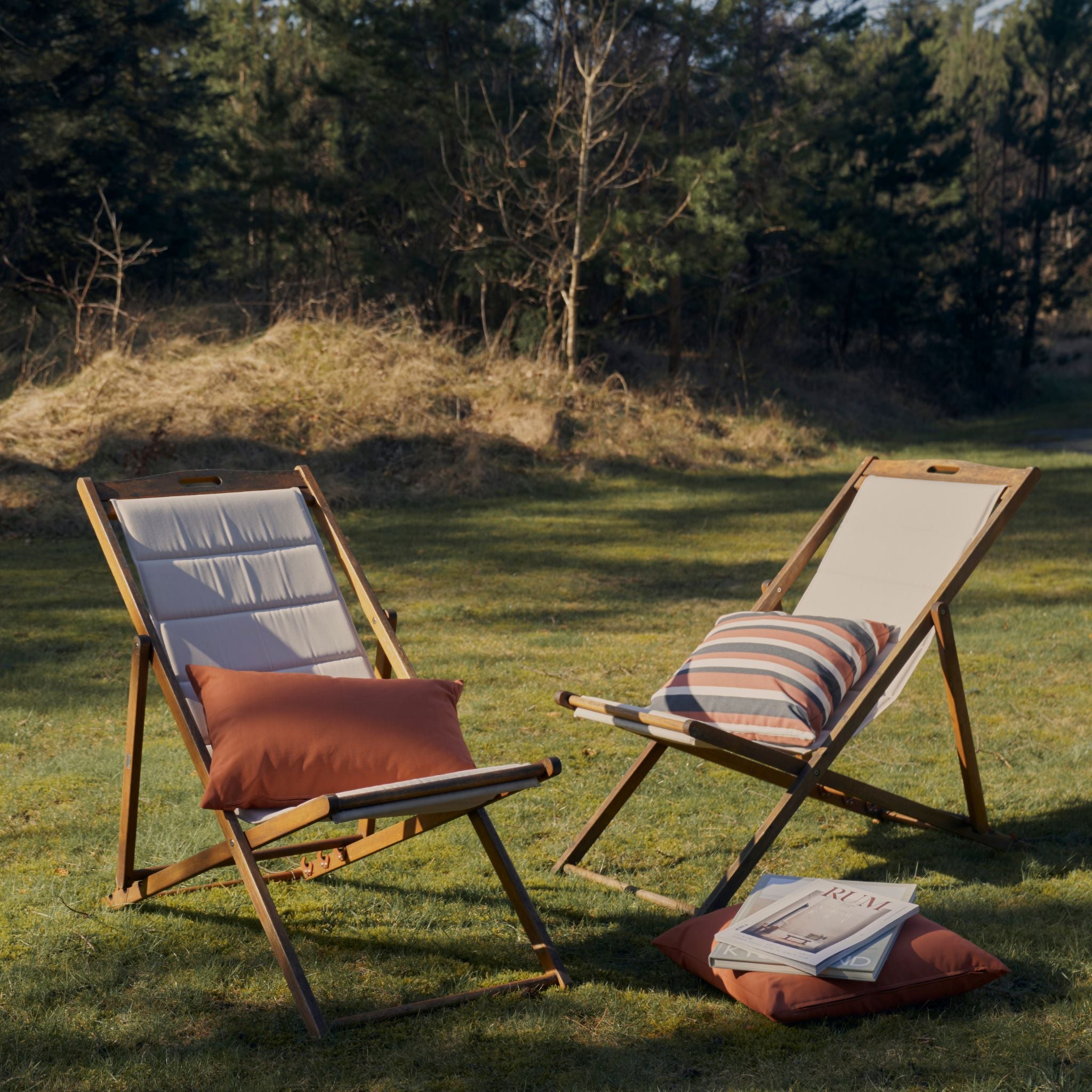 Udendørspude 40x60 - Terracotta/Grå stribet